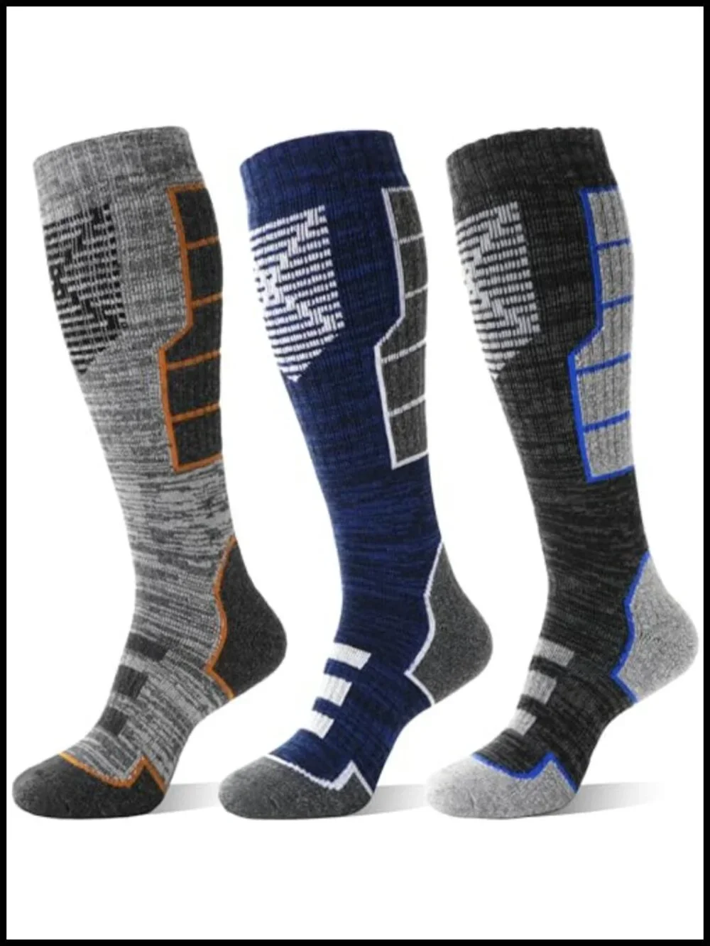 Merino Wool Ski Socks 3-Pack Knee High Full Cushion Arch Support